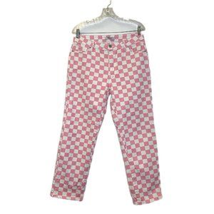 Womans American Bazi Jeans Size 13 L Pink Checkered Jeans